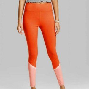 Wild Fable Women's High-Waisted Tie Dye Leggings Tangerine Orange Size M NWT